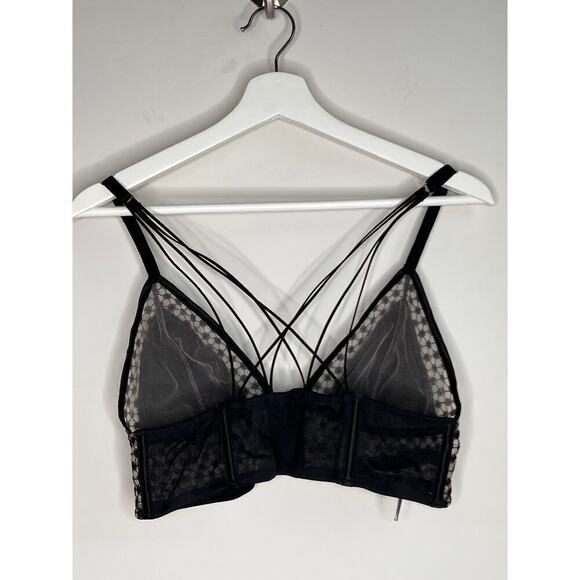Victoria Secret Black Strappy Starburst Tanga Bralette Women's Size L - Picture 7 of 8